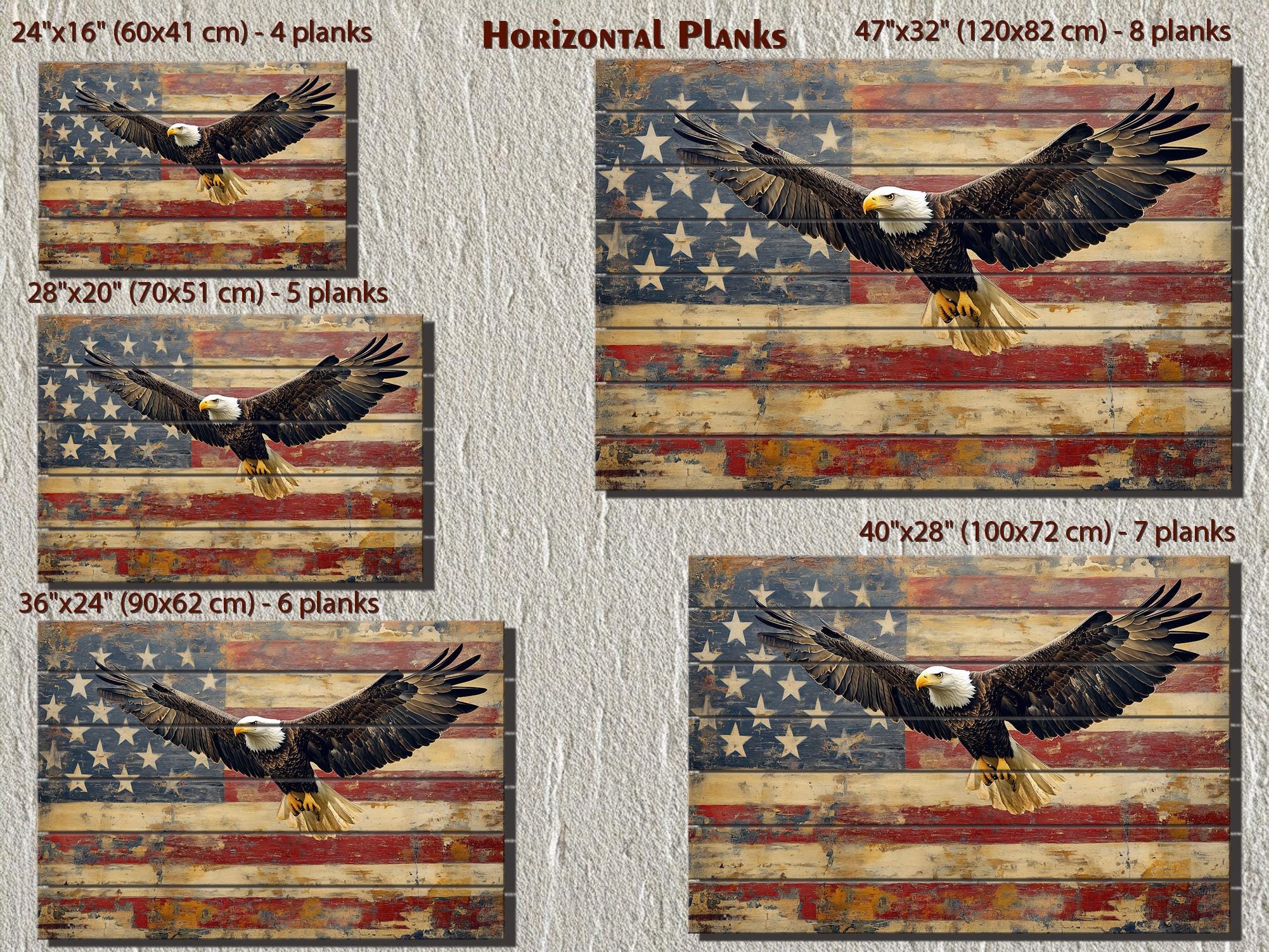 Bald Eagle and American Flag Wood Sign – Rustic Patriotic Real Wood Wall Art