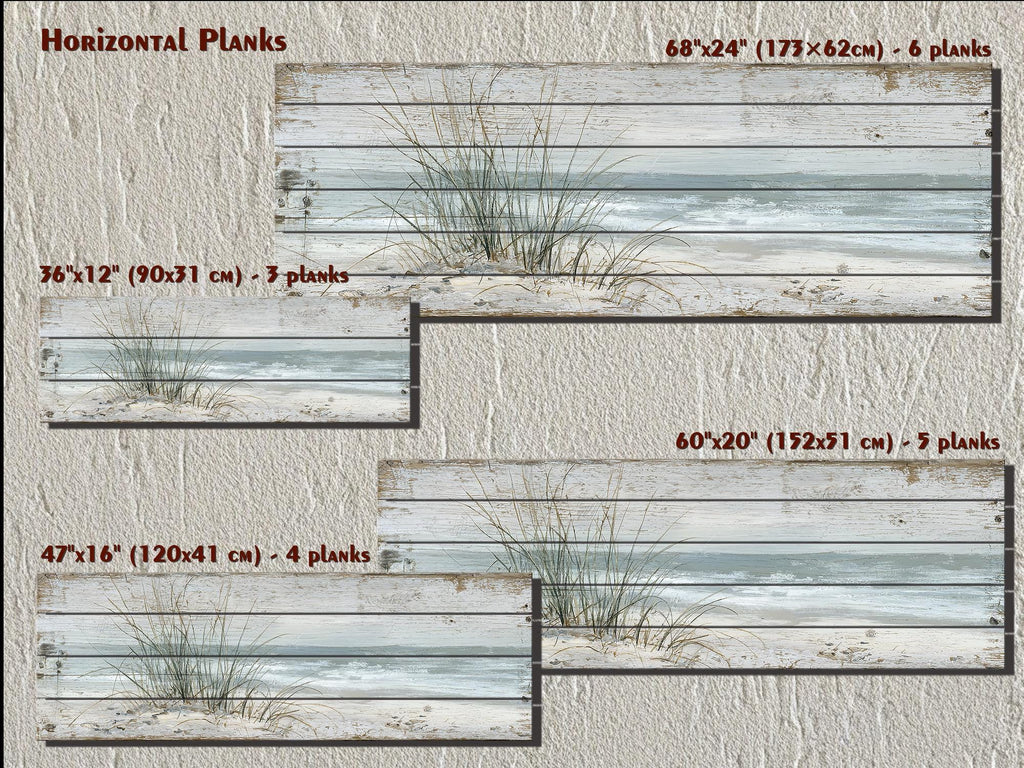 Beach Sand Dunes And  Sea Grass Long Narrow Wood Wall Art For Coastal Wall Decor
