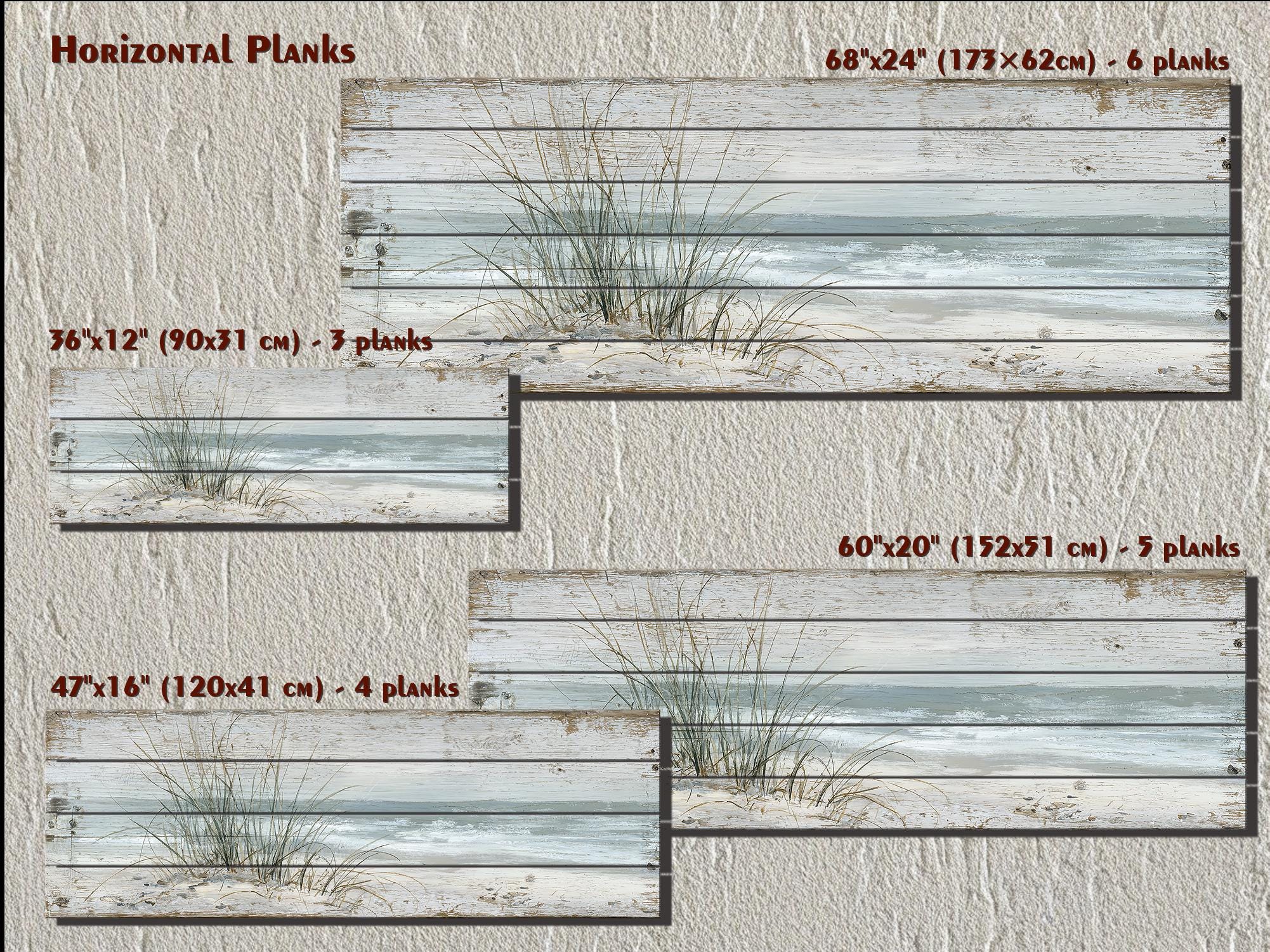 Beach Sand Dunes And  Sea Grass Long Narrow Wood Wall Art For Coastal Wall Decor