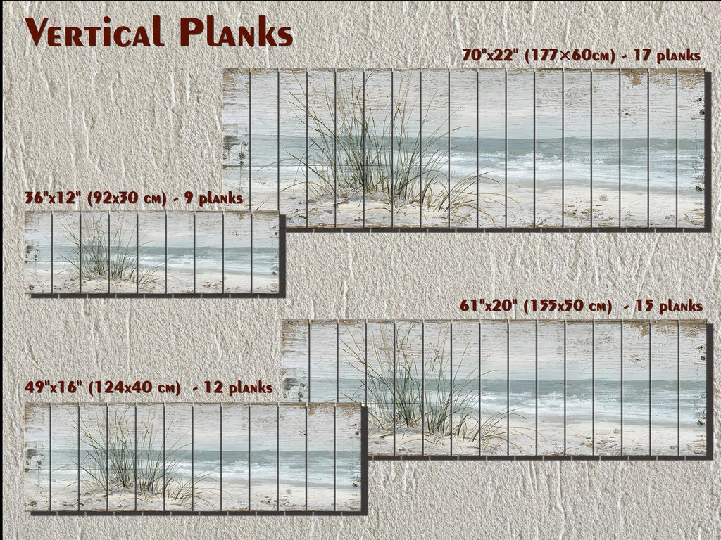 Beach Sand Dunes And  Sea Grass Long Narrow Wood Wall Art For Coastal Wall Decor