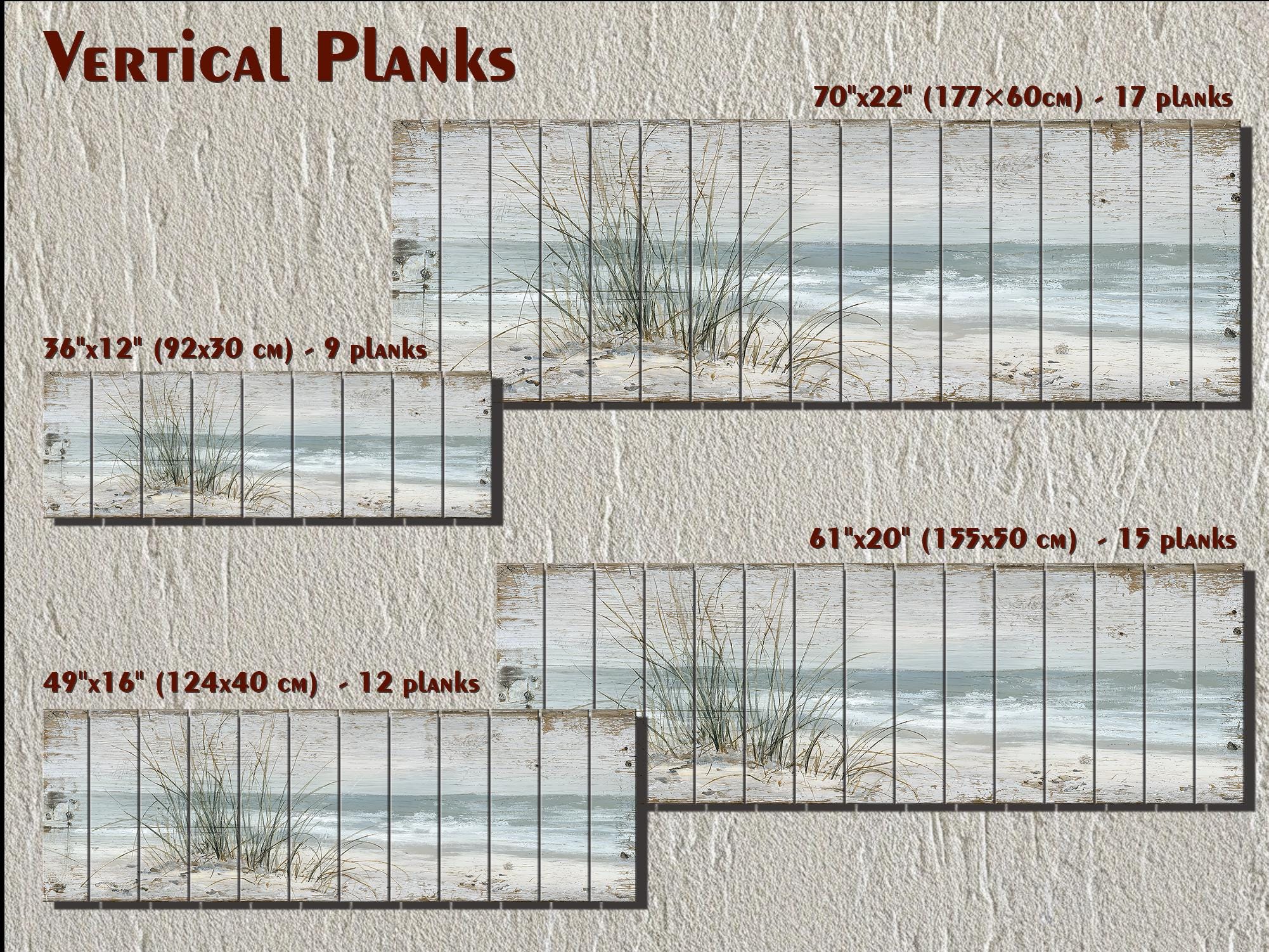 Beach Sand Dunes And  Sea Grass Long Narrow Wood Wall Art For Coastal Wall Decor