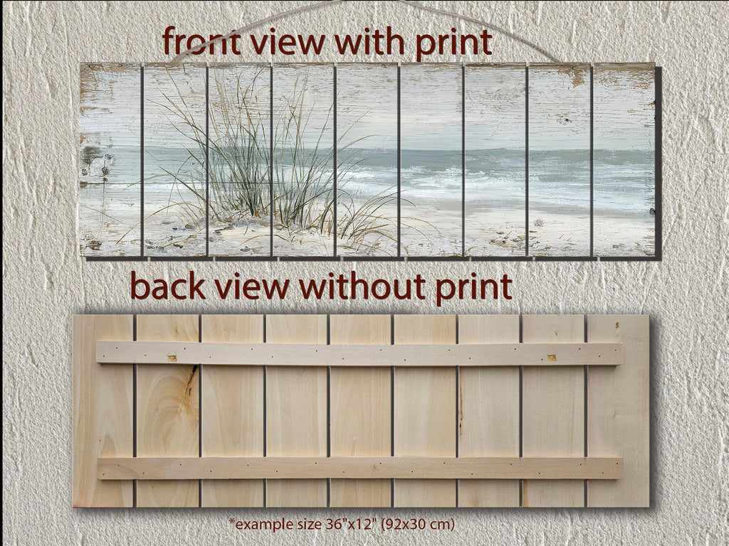 Beach Sand Dunes And  Sea Grass Long Narrow Wood Wall Art For Coastal Wall Decor
