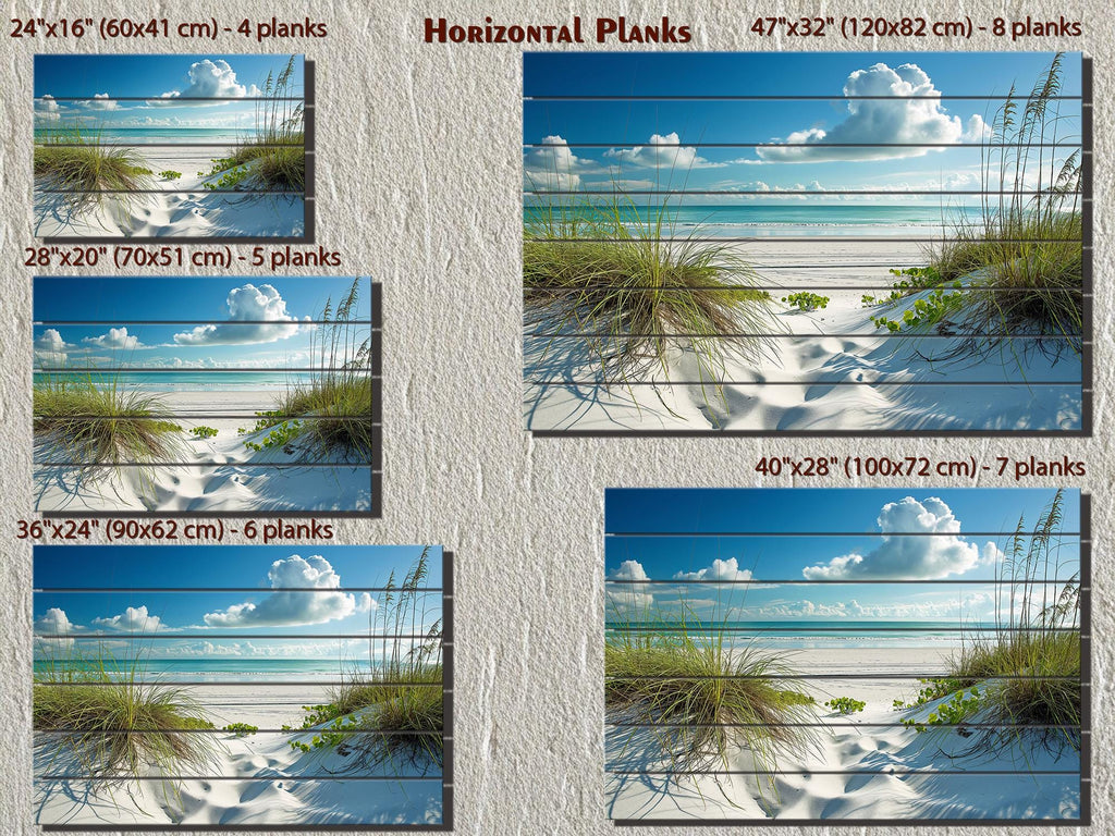 Beach Wood Wall Art - White Dunes And Grass Wood Sign