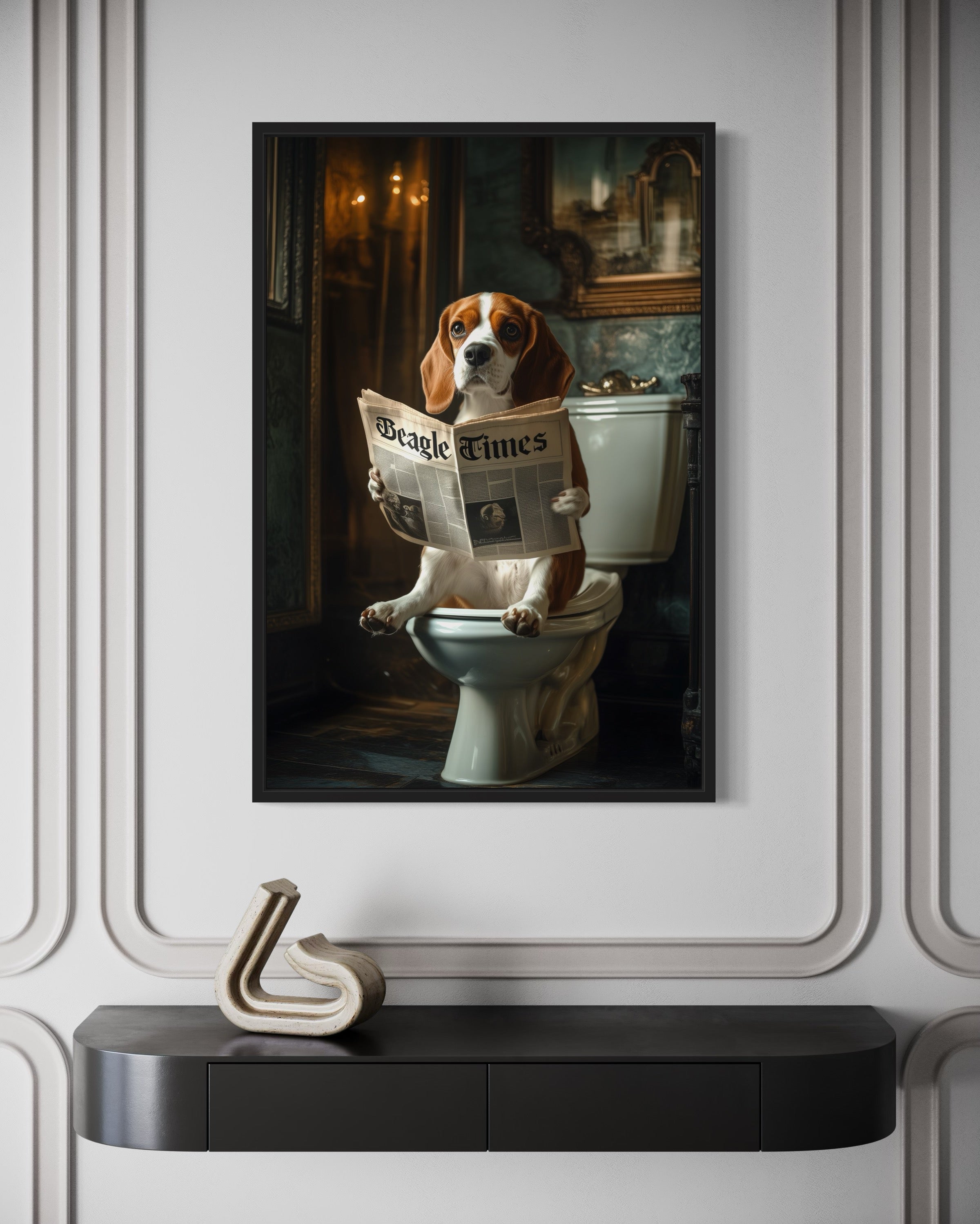 Beagle On The Toilet Reading Newspaper Picture