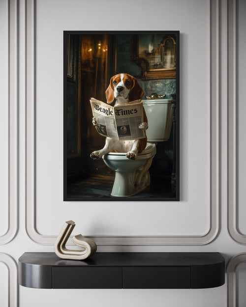 Beagle On The Toilet Reading Newspaper Picture
