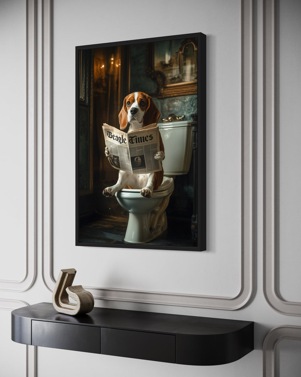 Beagle On The Toilet Reading Newspaper Picture