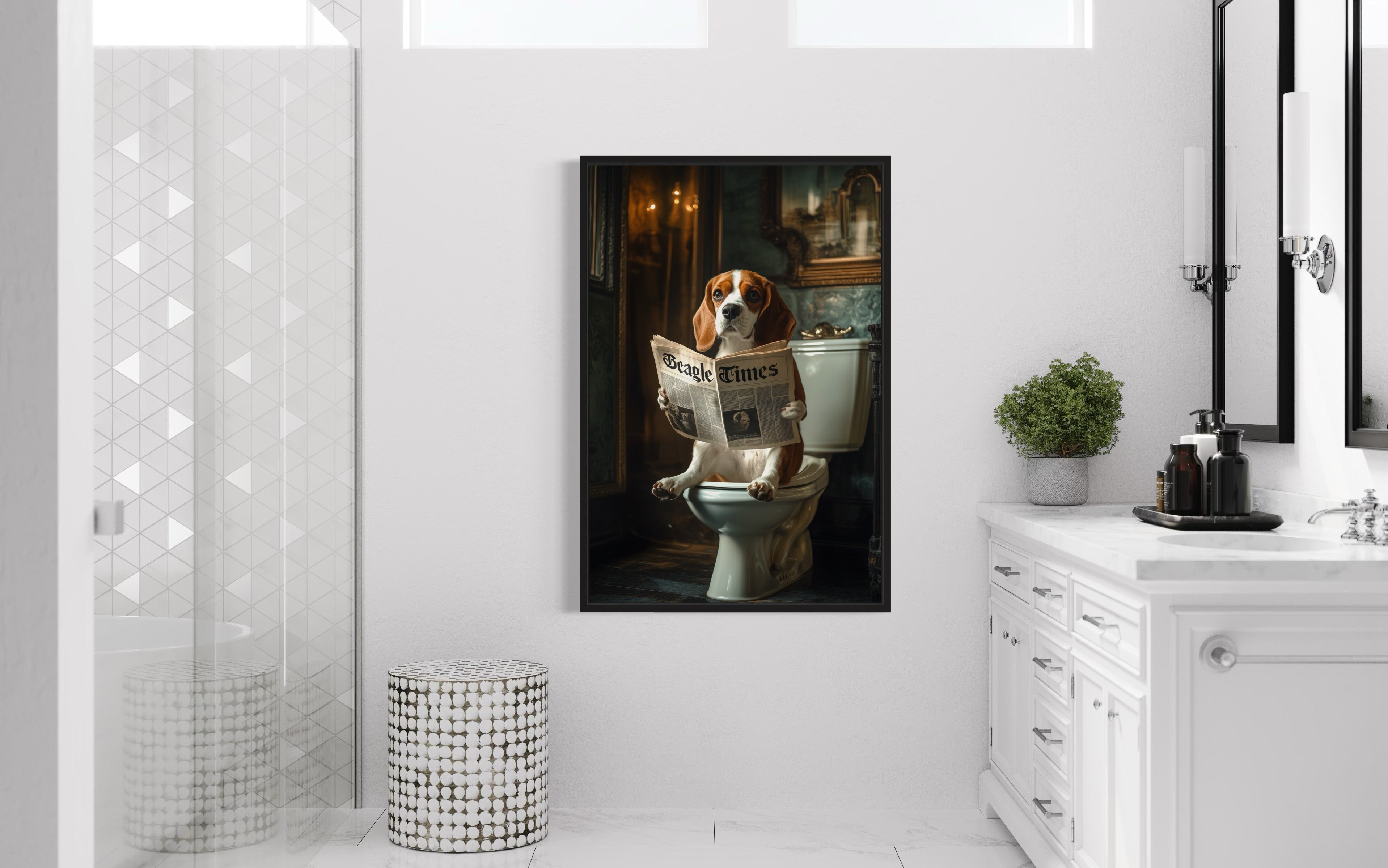 Beagle On The Toilet Reading Newspaper Picture