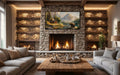 Bear Cabin Wall Art - Framed Mountain Cabin Canvas | Rustic Lake House Decor