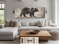 Bear Rustic Distressed Long Horizontal Wood Wall Art