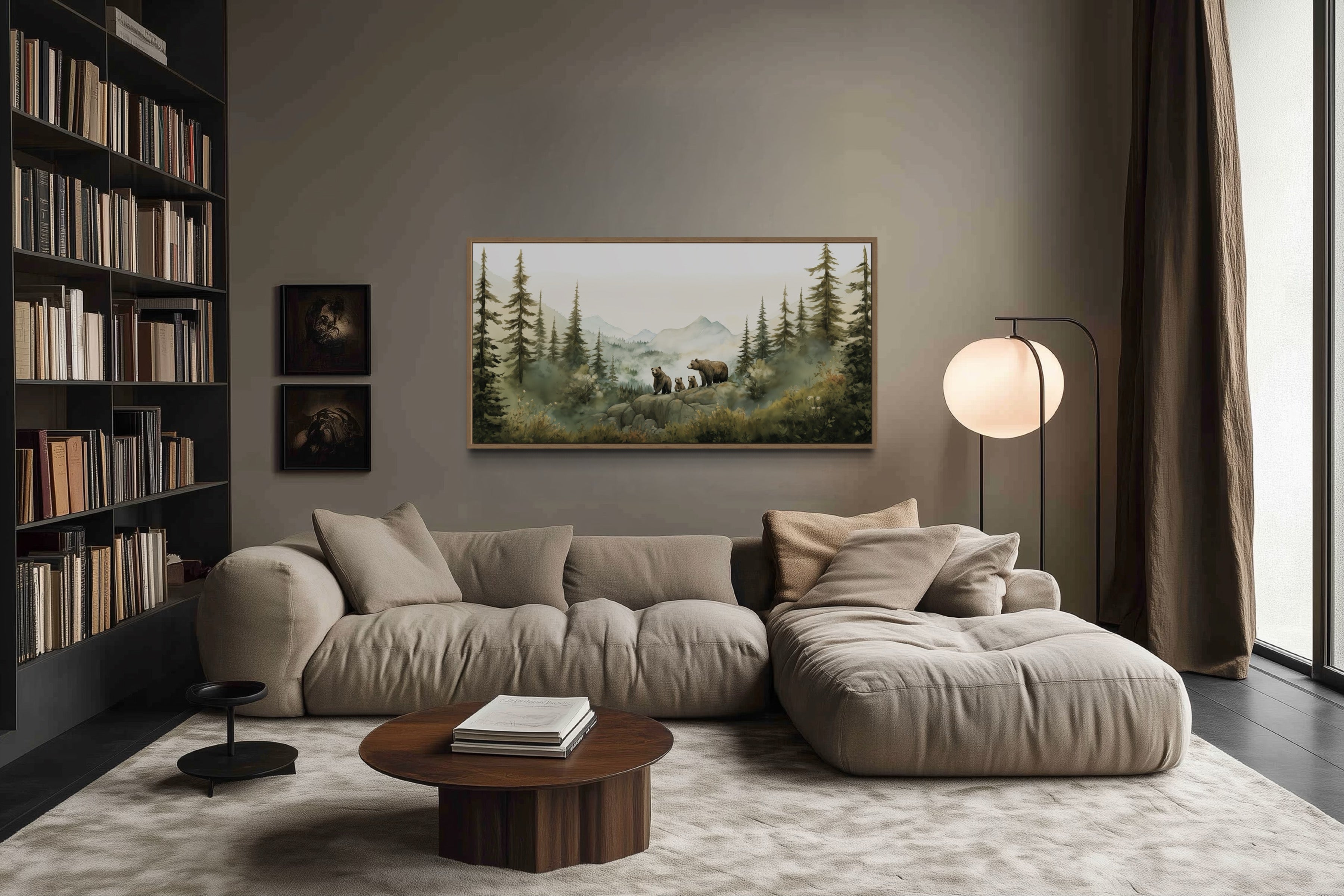 Bears Family With Cubs In The Forest Watercolor Nursery Wall Art