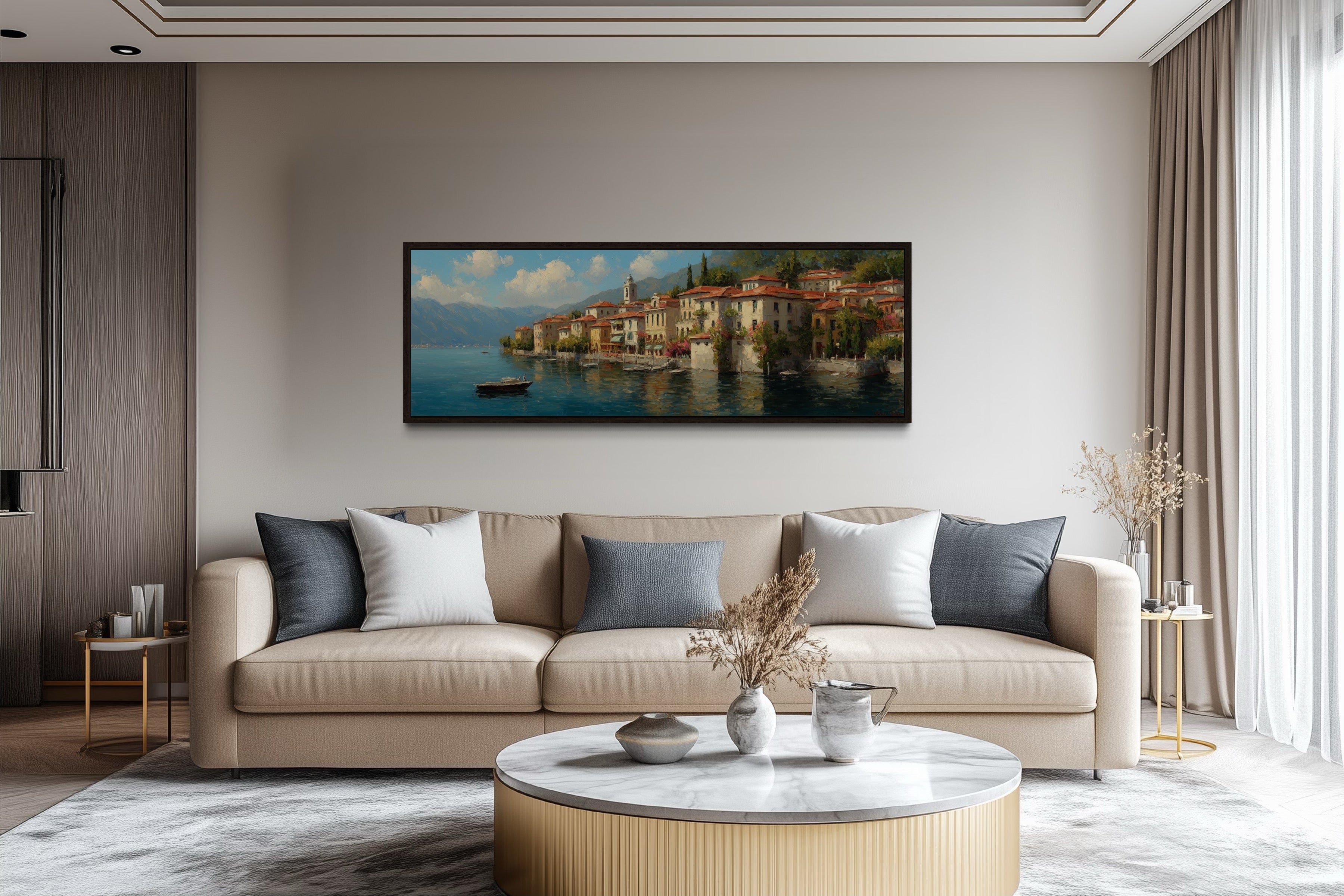 Bellagio Lake Como Framed Canvas Wall Art