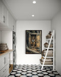 Bigfoot In Outhouse Toilet In The Forest Reading Newspaper Canvas Wall Art
