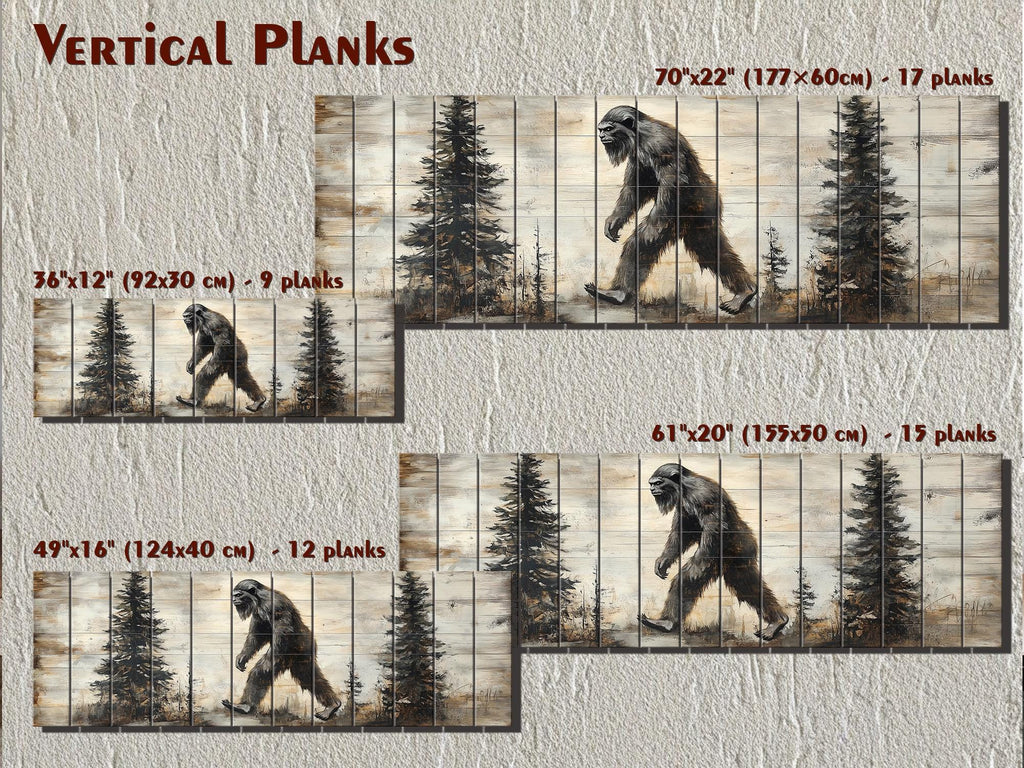 Bigfoot Walking In Forest Real Wood Wall Art For Cabin Decor