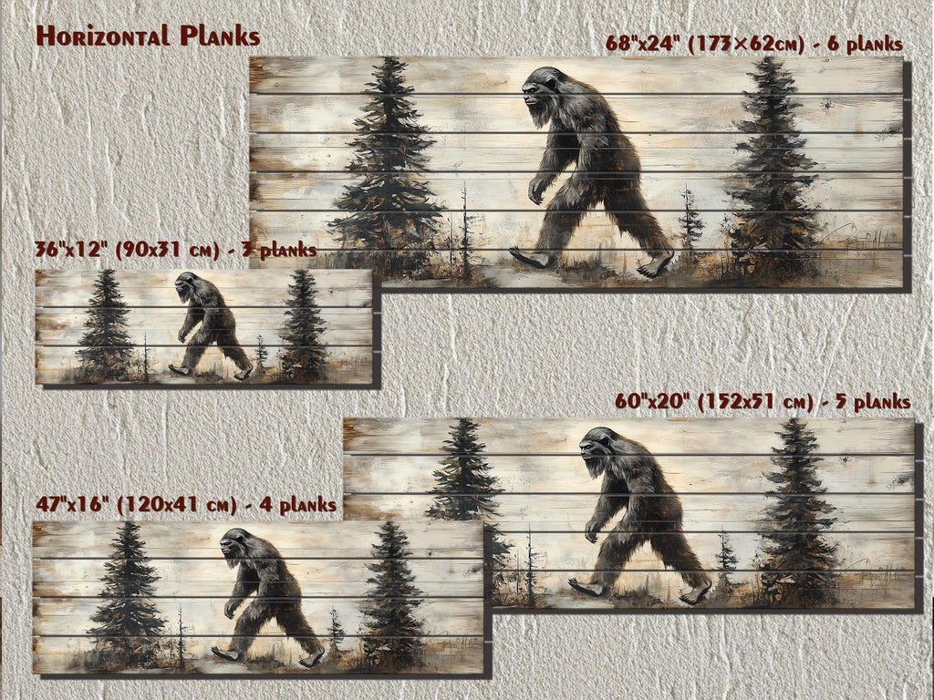 Bigfoot Walking In Forest Real Wood Wall Art For Cabin Decor