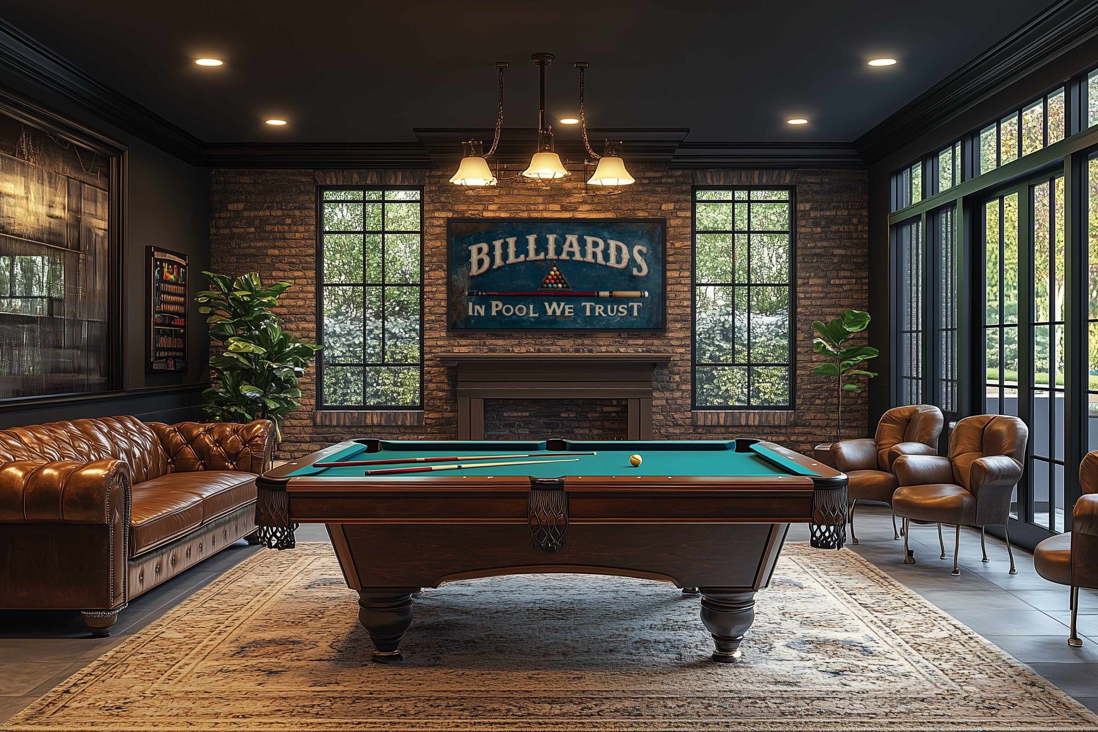 Billiards Room Decor In Pool We Trust Vintage Sign Canvas Wall Art