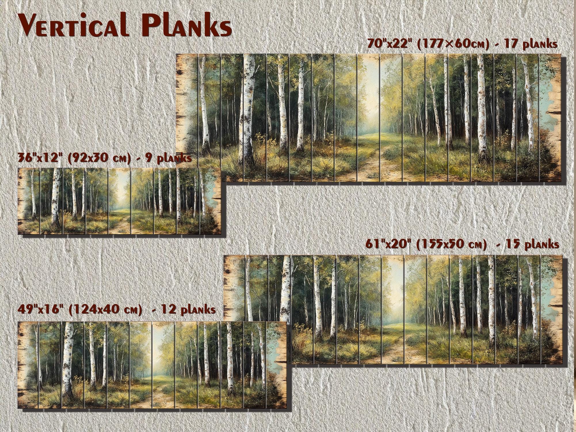 Birch Forest Wood Wall Art - Rustic Cabin Decor Distressed Wood Print Forest Path Artwork