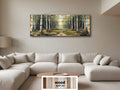 Birch Forest Wood Wall Art - Rustic Cabin Decor Distressed Wood Print Forest Path Artwork