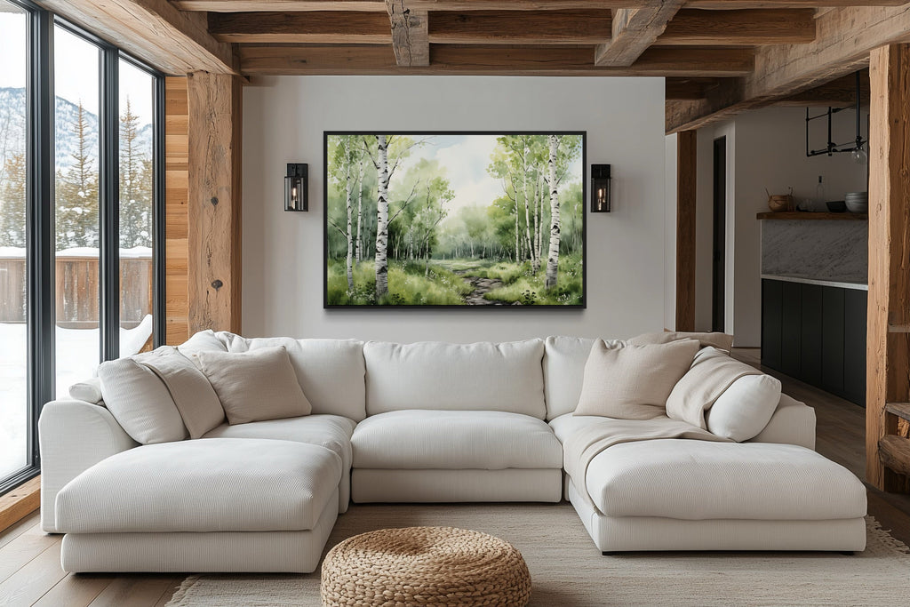 Birch Trees Forest In Summer Framed Canvas Wall Art