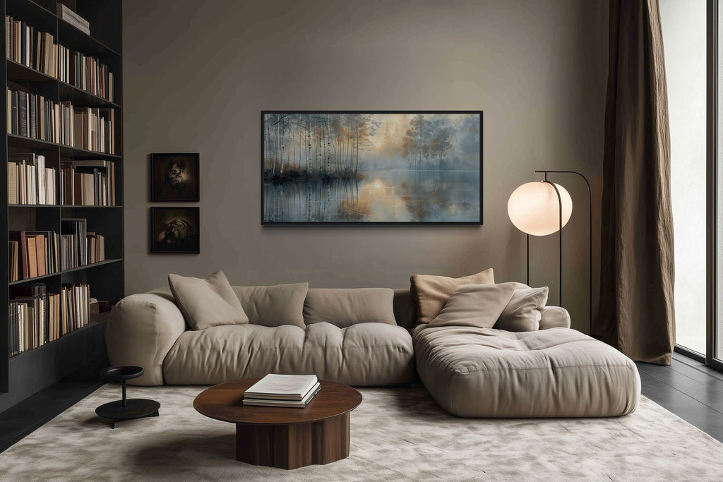 Birch Trees Wall Art – Silver Gold Forest Landscape Canvas for Modern Minimalist Rooms
