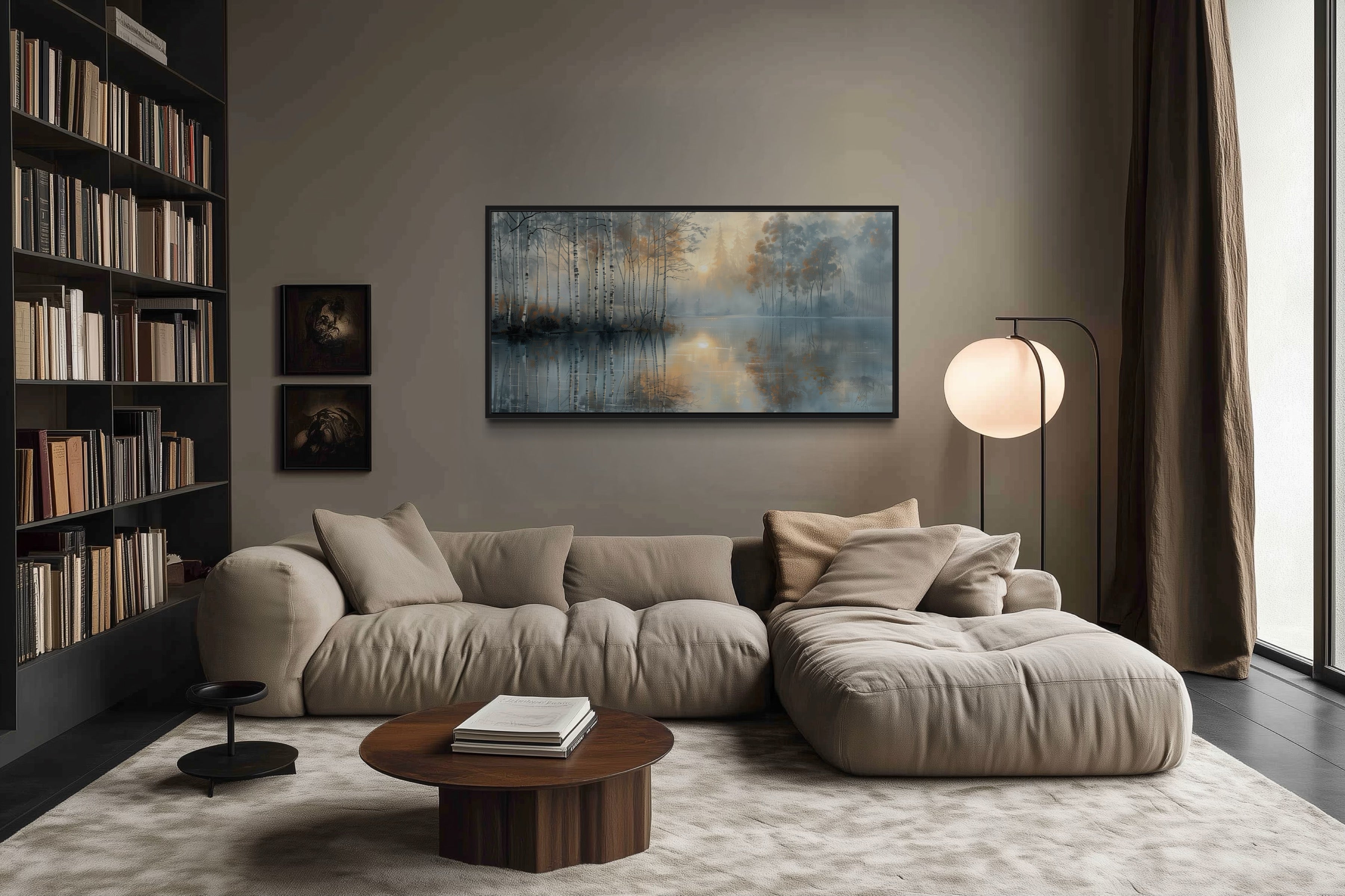 Birch Trees Wall Art – Silver Gold Forest Landscape Canvas for Modern Minimalist Rooms