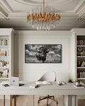 Bison Wall Art – Black and White Framed Canvas Print | Rustic Wildlife Decor