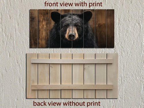 Black Bear Portrait Large Horizontal Wood Wall Art, Rustic Cabin Hunting Lodge Or Man Cave Decor