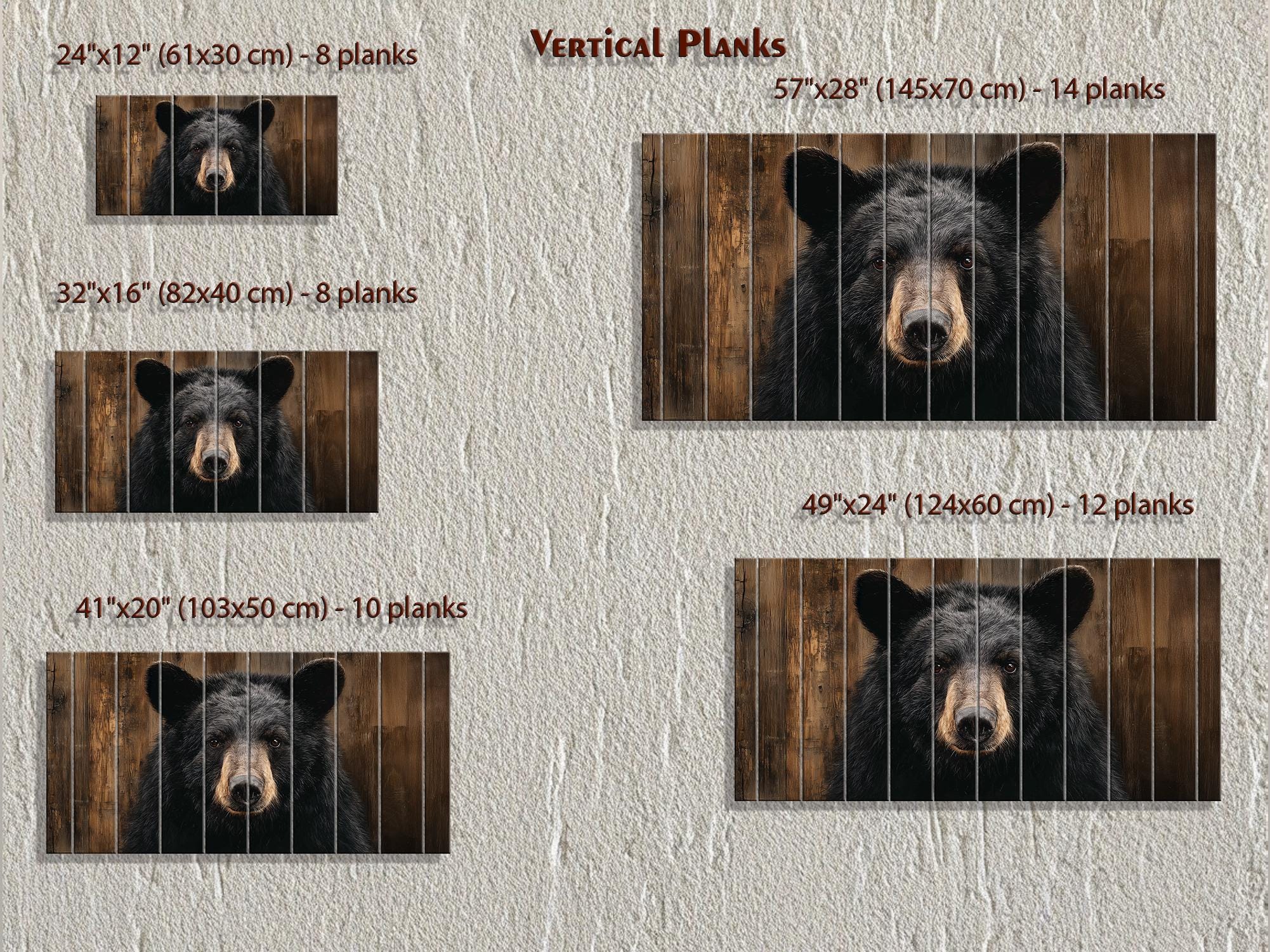 Black Bear Portrait Large Horizontal Wood Wall Art, Rustic Cabin Hunting Lodge Or Man Cave Decor