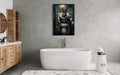 Black Dobermann Dog On The Toilet Reading Newspaper Picture