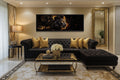 Black Gold Lion Art - Masculine Long Horizontal Canvas | Framed Lion Wall Decor
