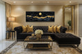 Black Gold Mountain Wall Art – Moonlit Night Landscape Canvas Print, Luxury Abstract Nature Painting