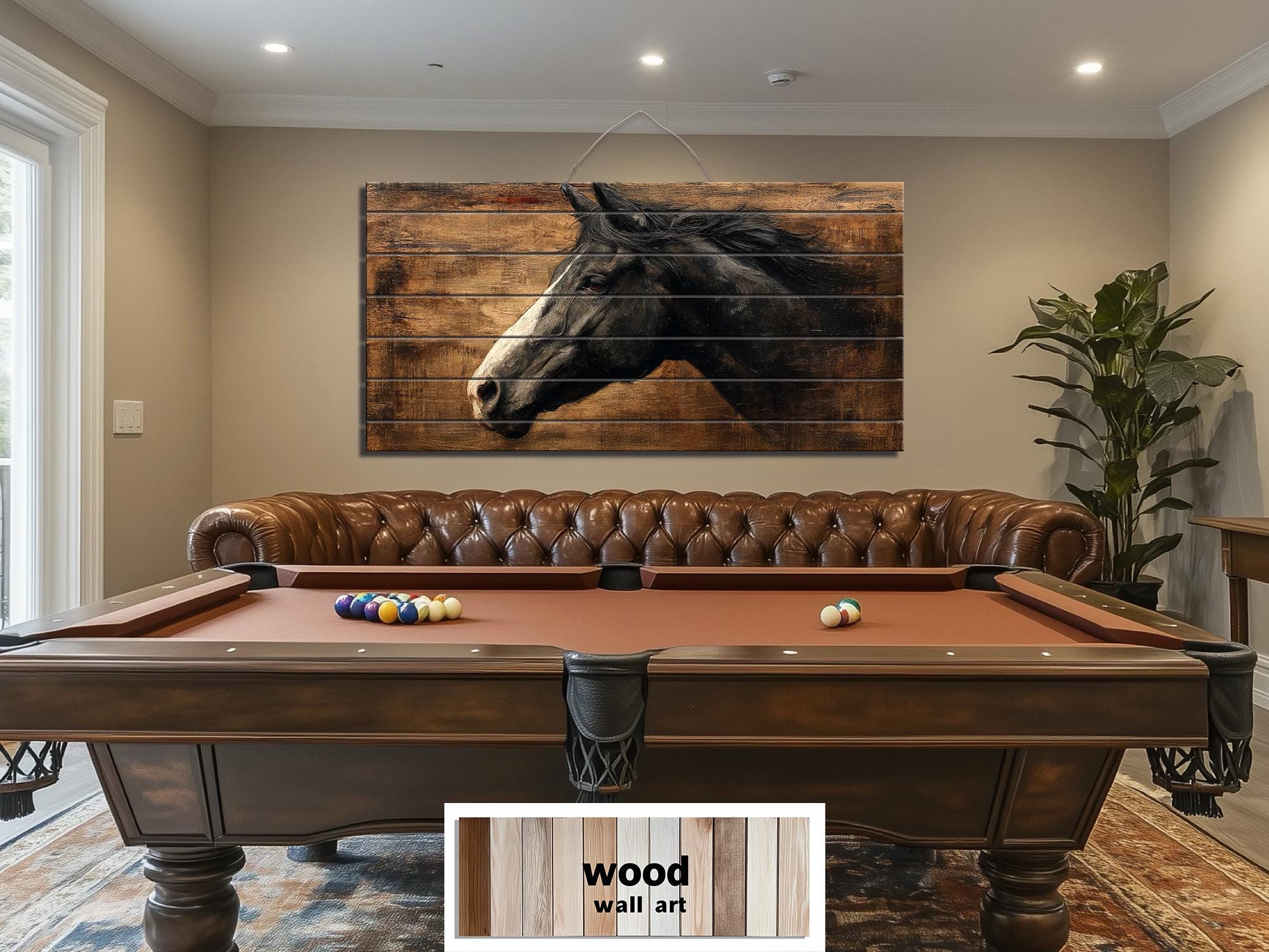 Black Horse Distressed Wood Wall Art