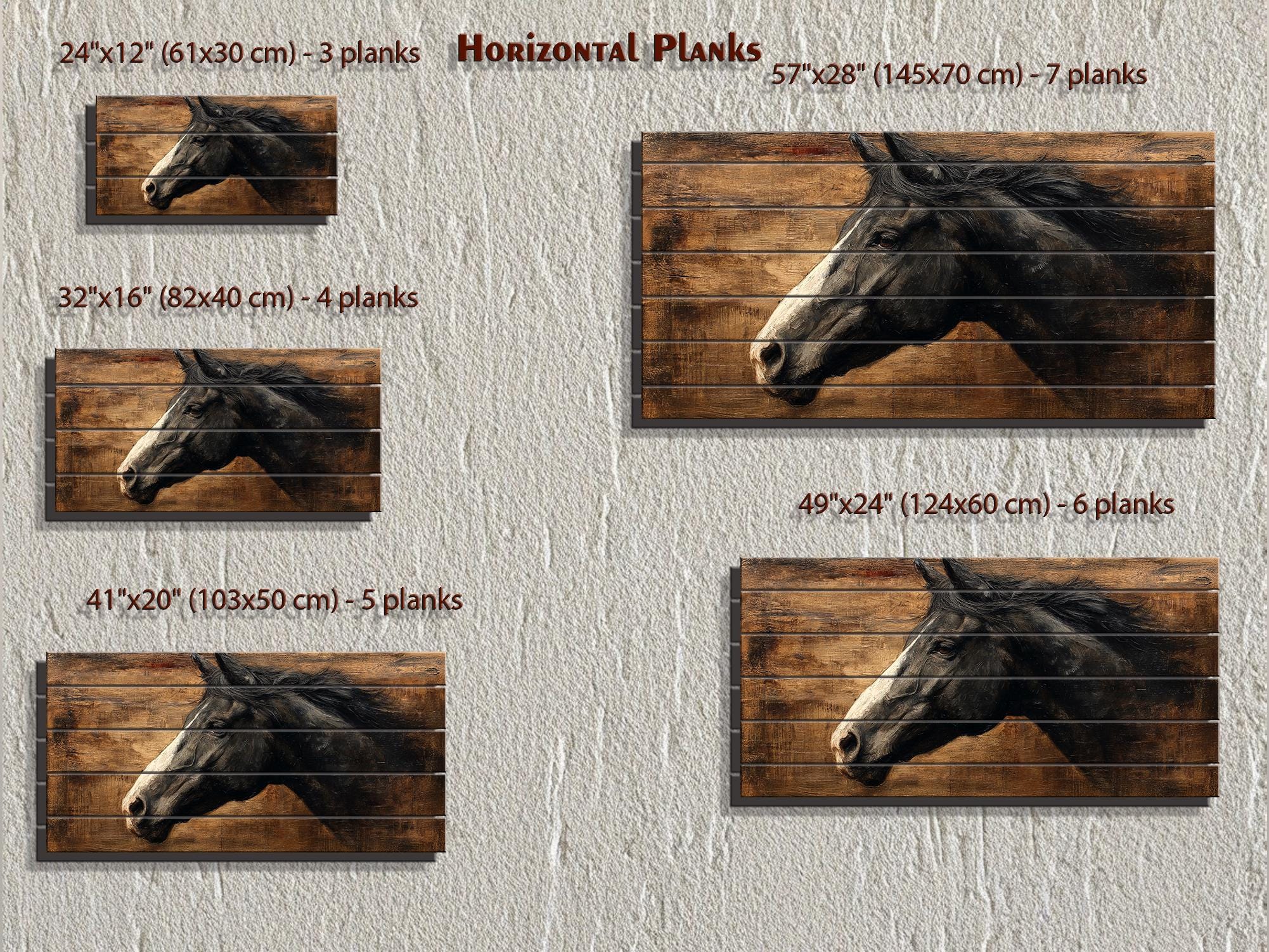 Black Horse Distressed Wood Wall Art