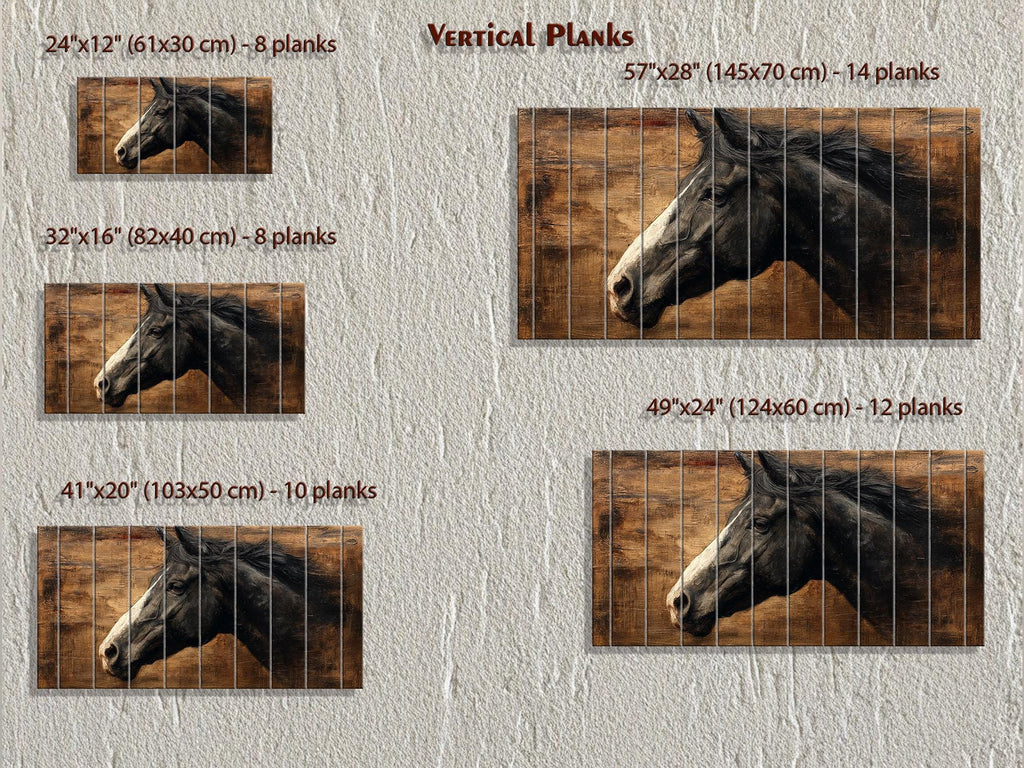 Black Horse Distressed Wood Wall Art