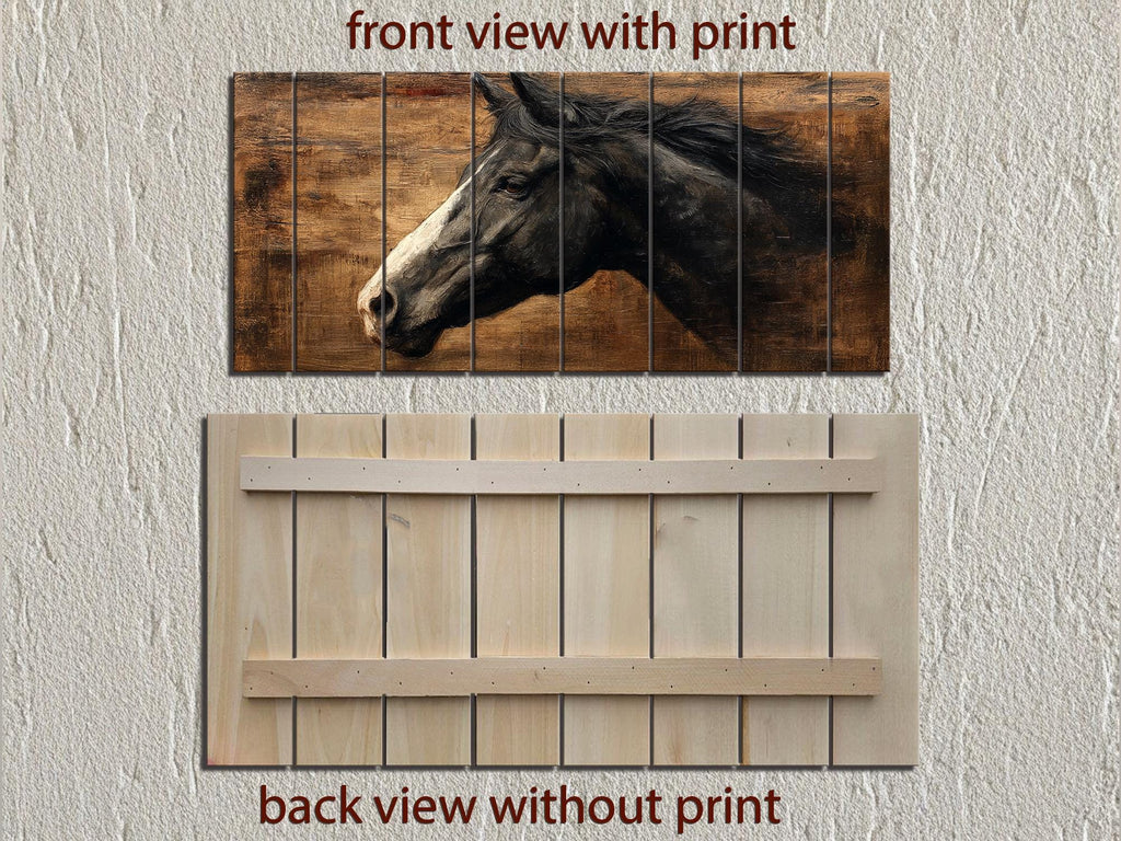 Black Horse Distressed Wood Wall Art