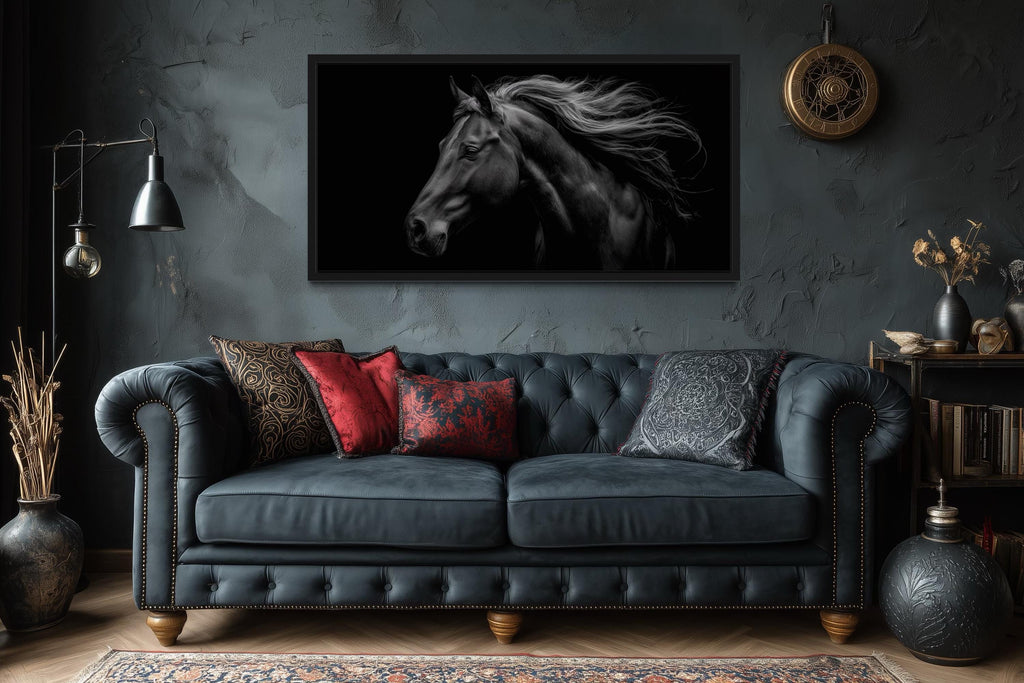 Black Horse Extra Large Framed Canvas Wall Art