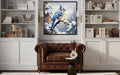 Blue Jay In Snow Winter Framed Canvas Wall Art