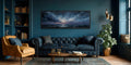 Blue Navy Purple Wall Art – Moody Seascape Painting | Modern Mens Bedroom Art Canvas Print