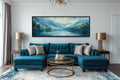 Blue Teal Lake Landscape Horizontal Above Bed Wall Art