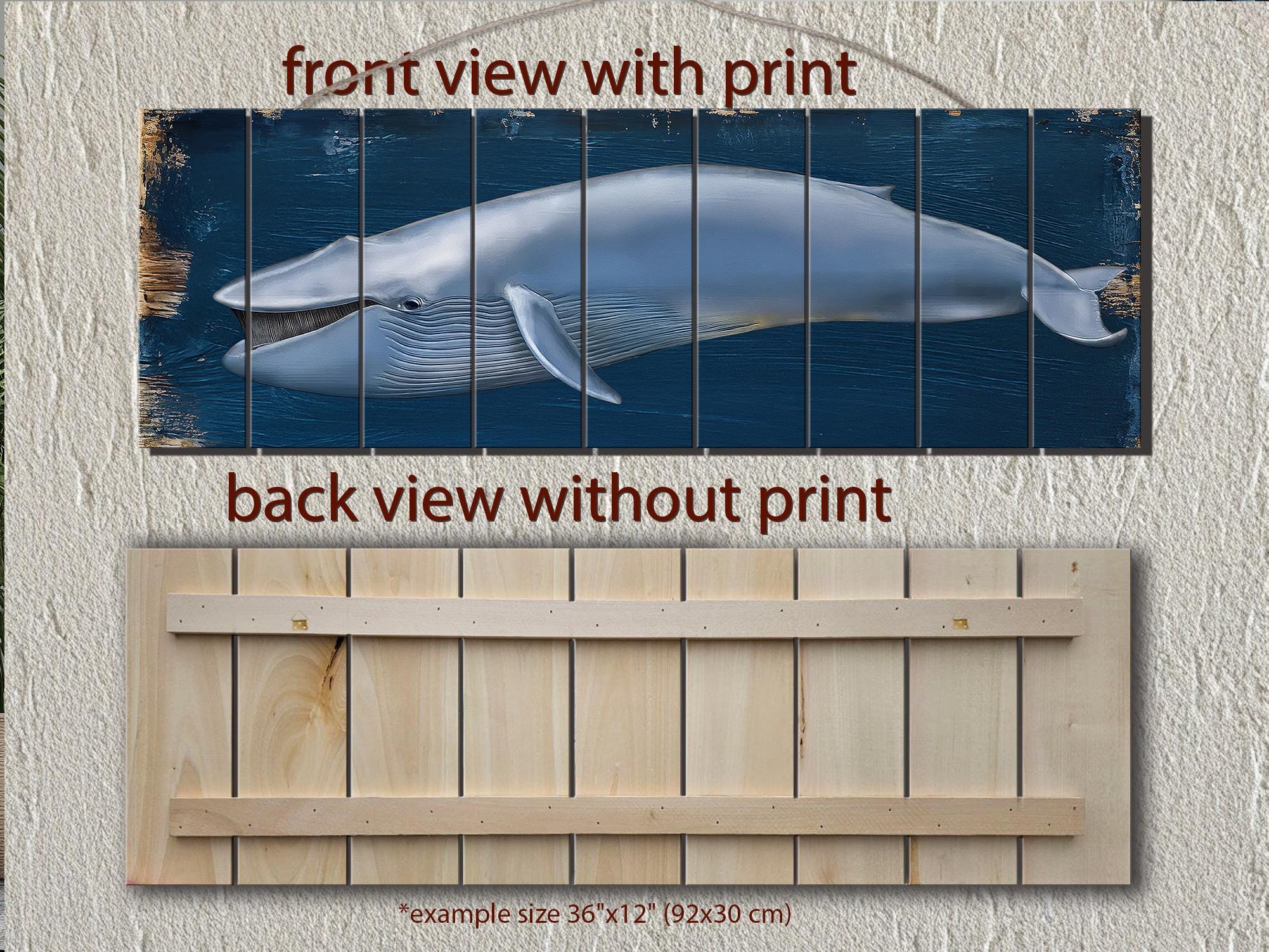 Blue Whale Distressed Wood Wall Art