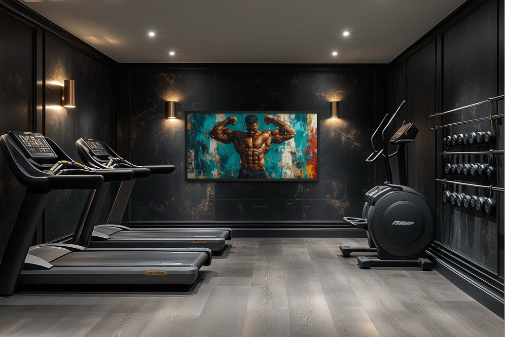 Bodybuilder Graffiti Wall Art – Framed Canvas Gym Painting for Fitness Room Decor