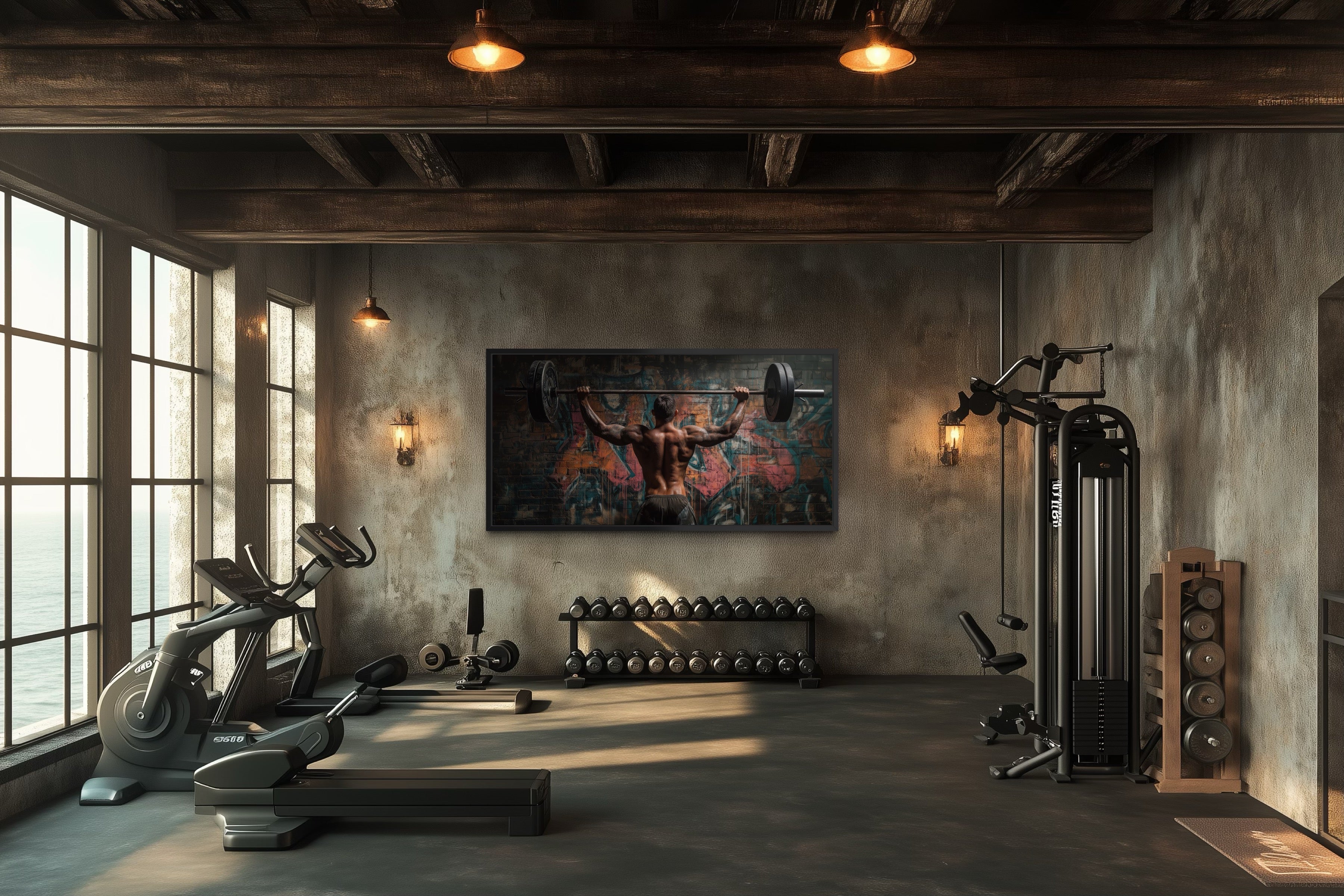 Bodybuilder Wall Art – Urban Gym Decoration | Fitness Canvas Print For Home Gym