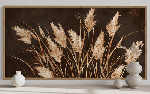 Boho Canvas Wall Art – Brown Beige Framed Canvas Print | Rustic Farmhouse Decor