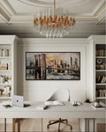 Brooklyn Bridge In New York City Abstract Framed Canvas Wall Art