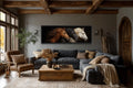Brown Black White Three  Horses Portrait Large Horizontal Wall Art