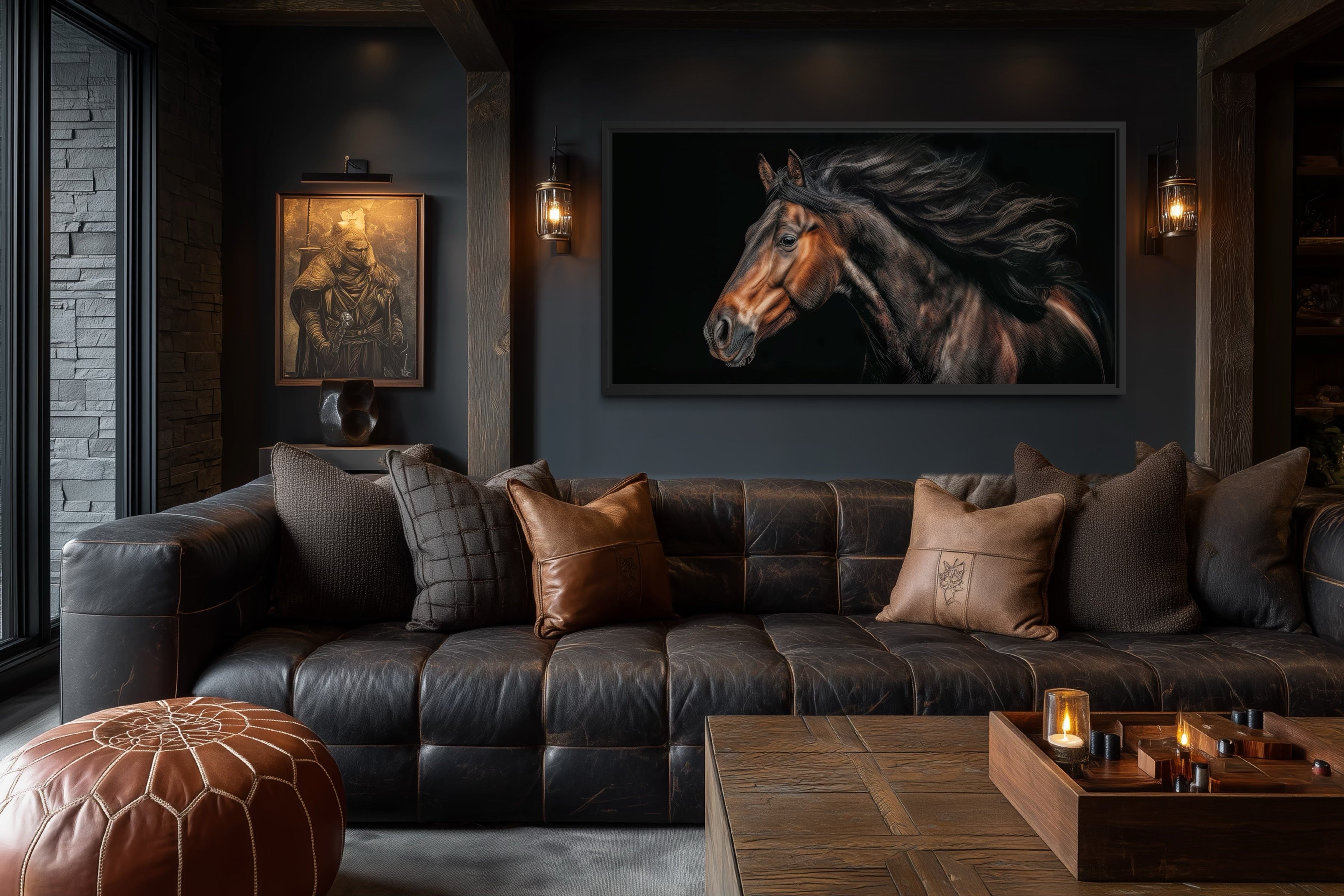 Brown Horse Extra Large Framed Canvas Wall Art