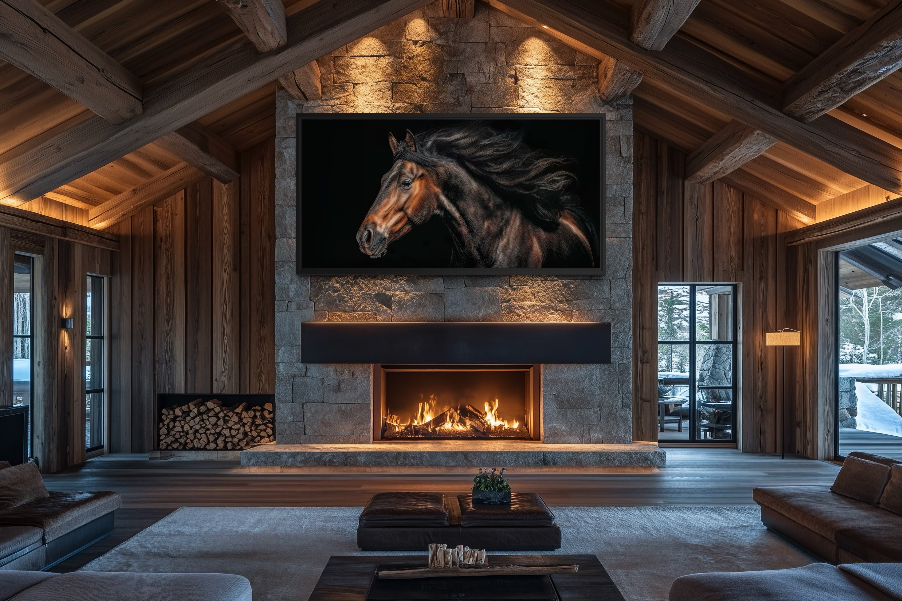 Brown Horse Extra Large Framed Canvas Wall Art