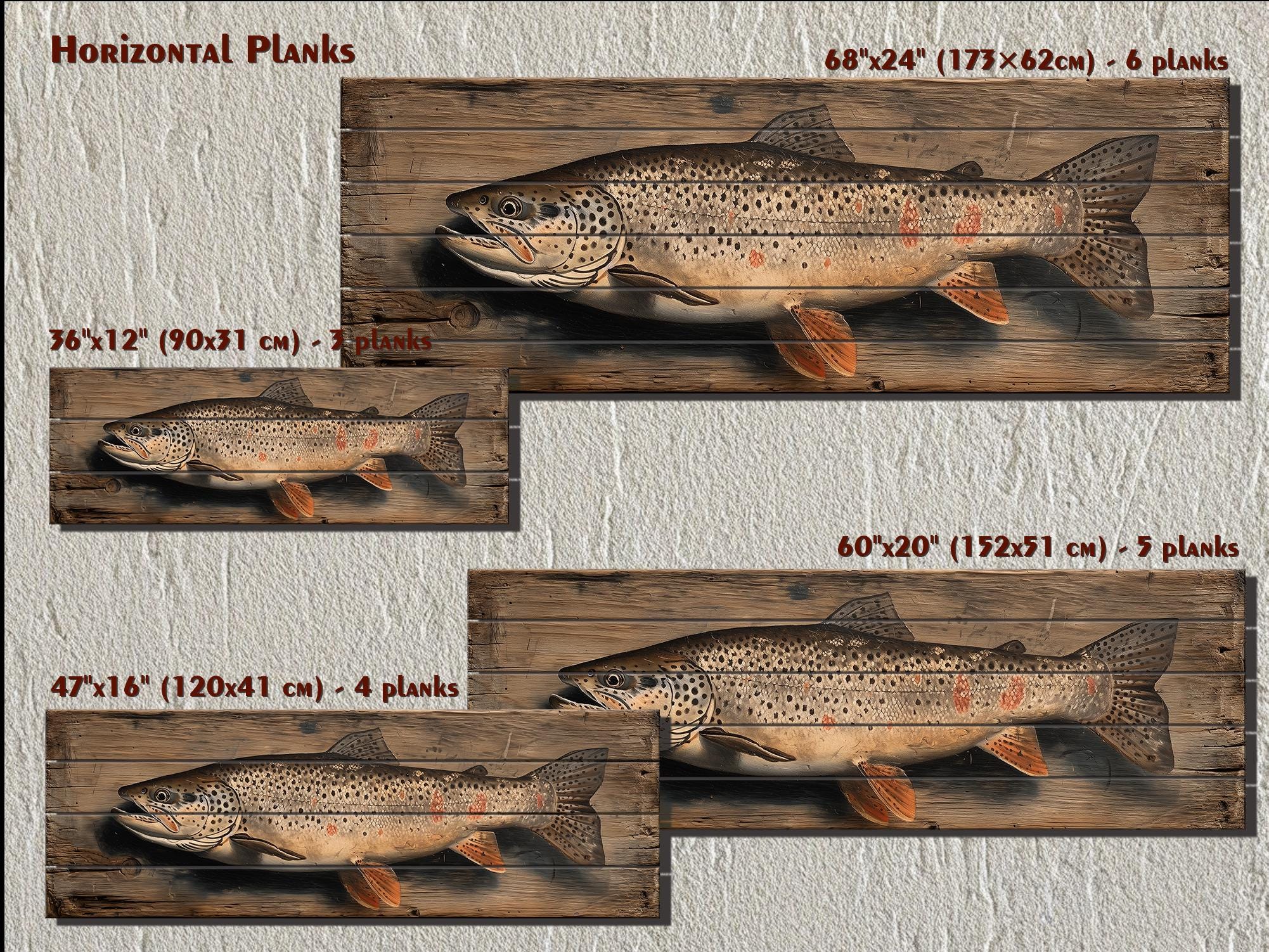 Brown Trout Distressed Wood Wall Art