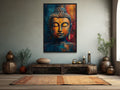 Buddha Colorful Portrait Abstract Framed Canvas Wall Art
