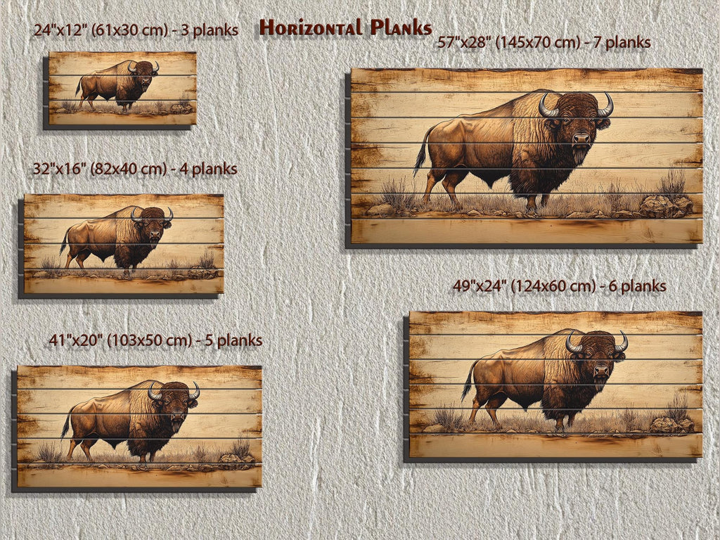 Buffalo Real Wood Wall Art  Western Decor for Office or Man Cave