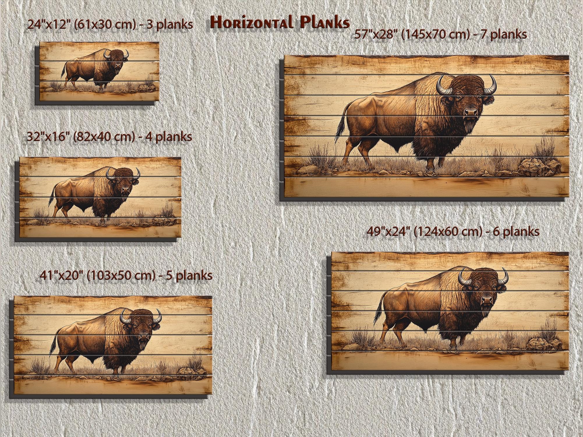 Buffalo Real Wood Wall Art  Western Decor for Office or Man Cave